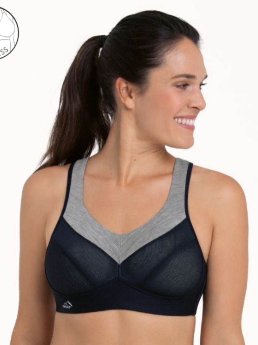 Anita Pan Alp Wool 36C Sport Bra NWT Black and Gray